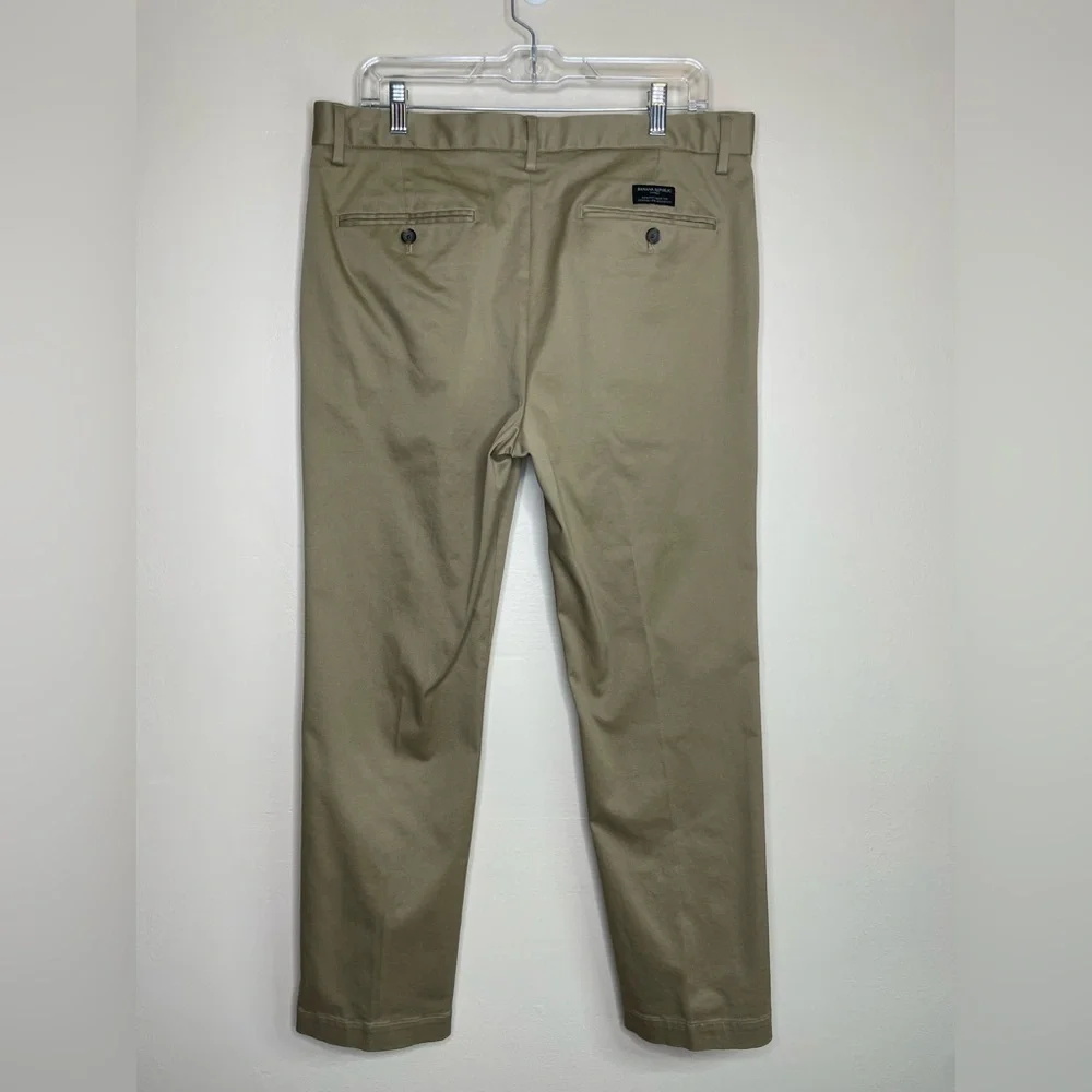 Banana Republic Aiden Chino Tan Classic Cotton-Blend Pants 34 X 30